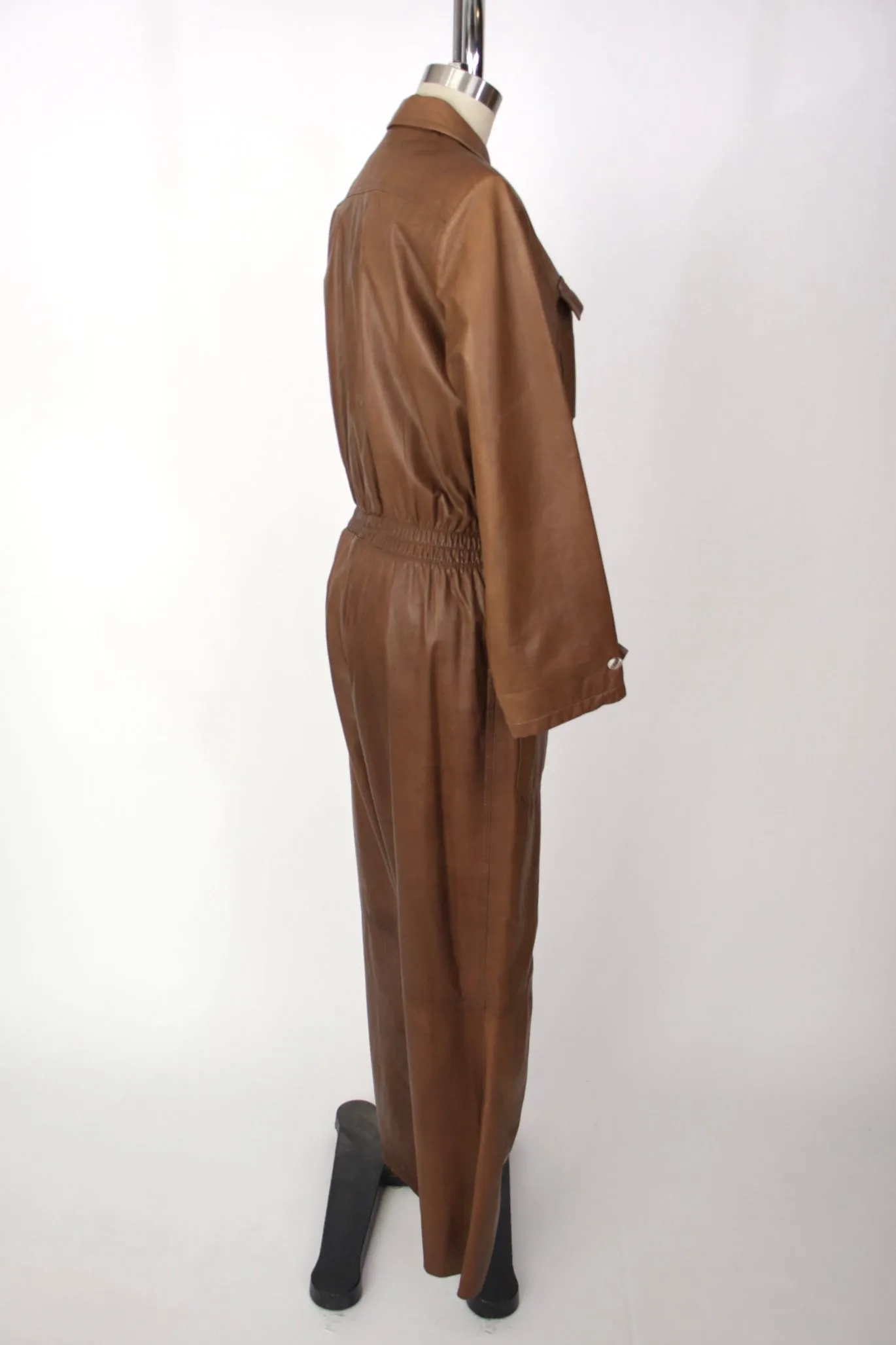 1990s Leather Zip-Up Jumpsuit