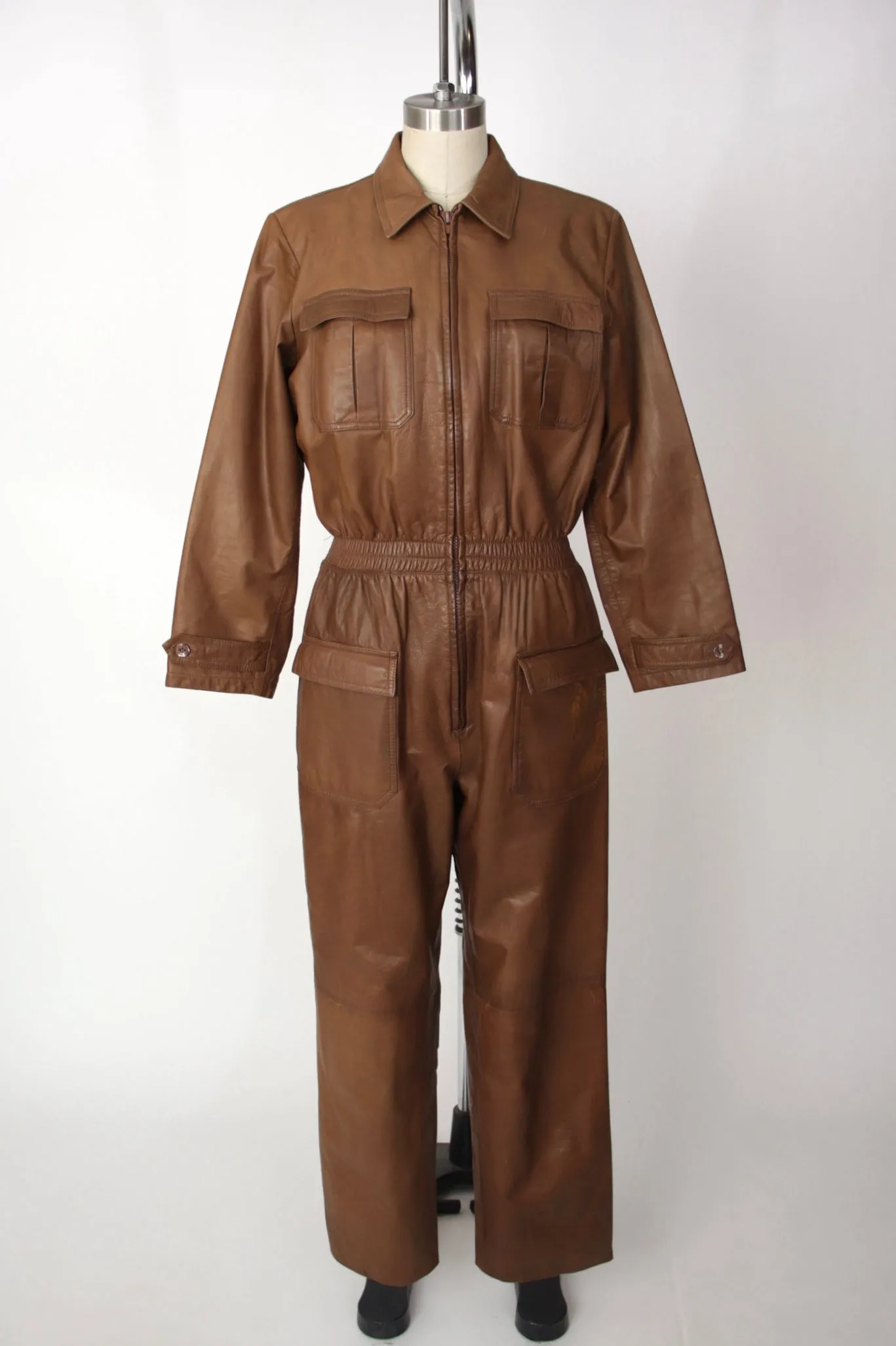 1990s Leather Zip-Up Jumpsuit