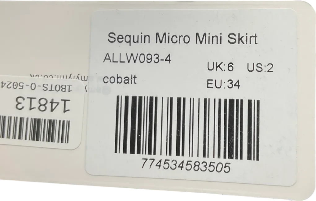 Amy Lynn London Micro Mini Skirt In Cobalt Blue Sequins UK 6