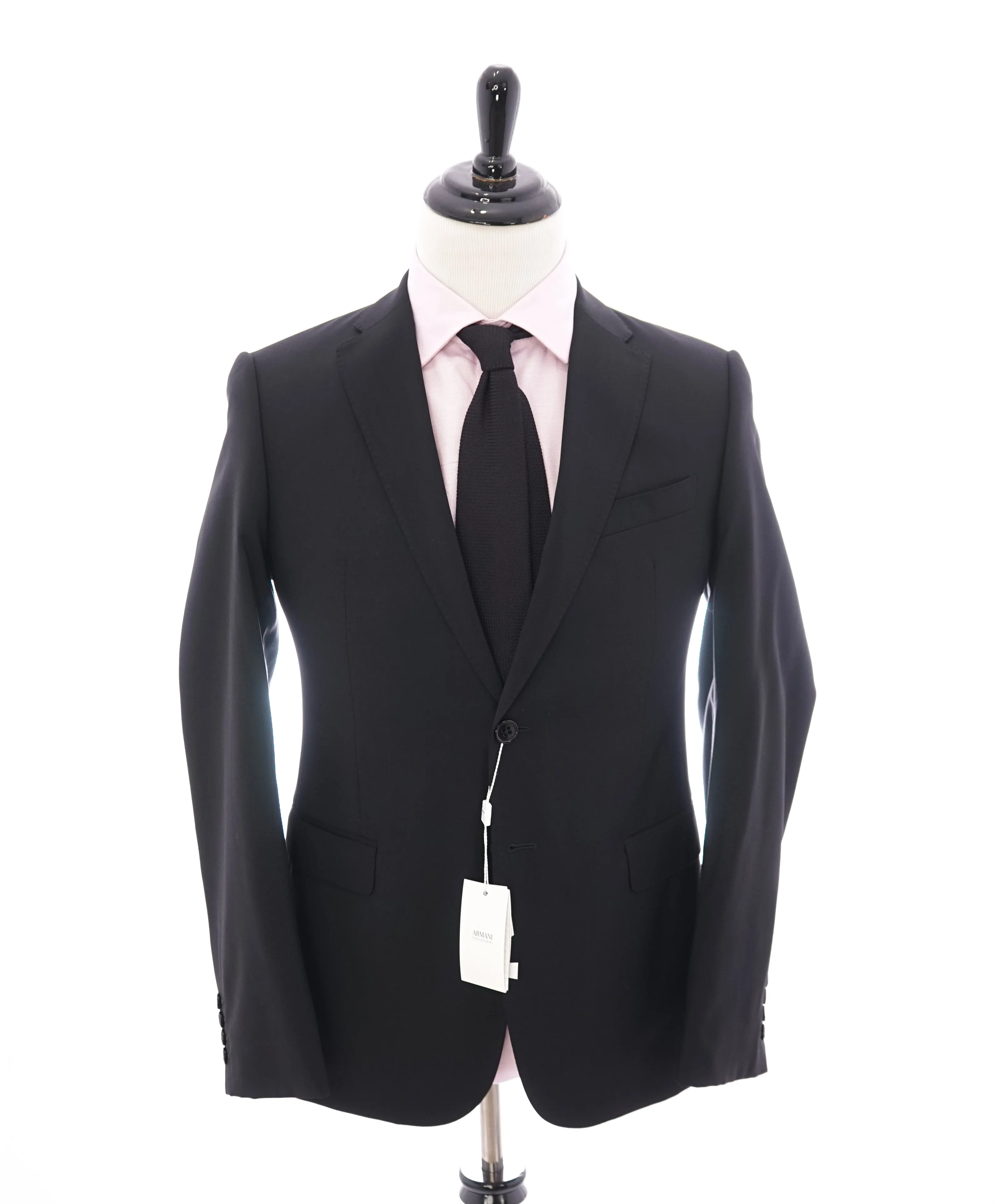 ARMANI COLLEZIONI - "M Line" Slim Modern Black Notch Lapel Suit - 40R