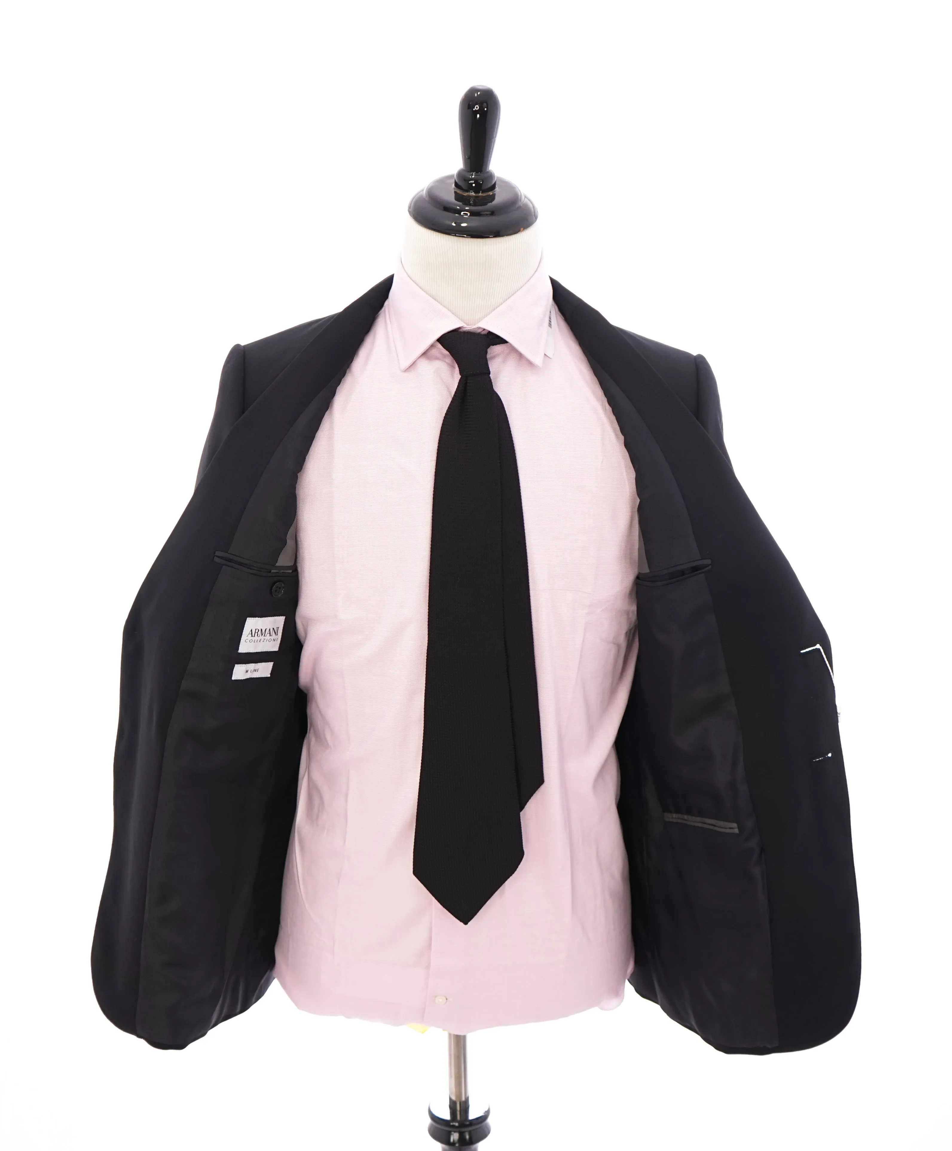 ARMANI COLLEZIONI - "M Line" Slim Modern Black Notch Lapel Suit - 40R