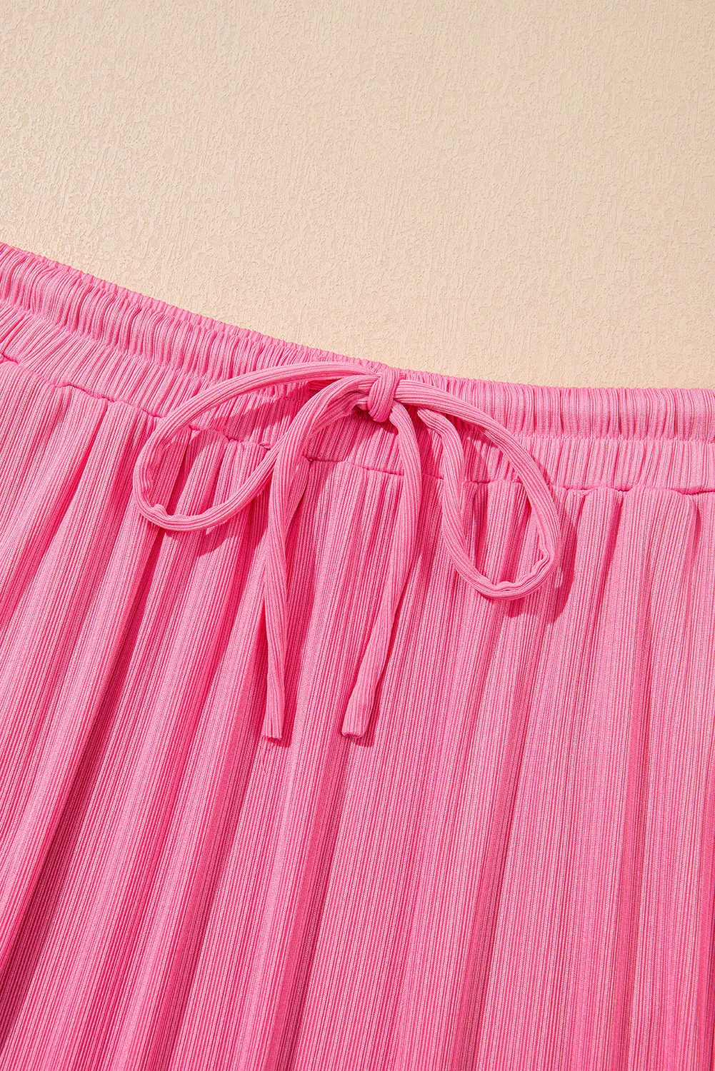Bonbon Textured Ruffle Trim Crop Vest Lace-up Long Skirt Set