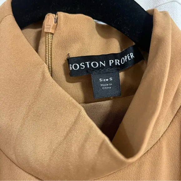 Boston Proper High Neck Mock Neck Maxi Dress - Slit Brown Fall