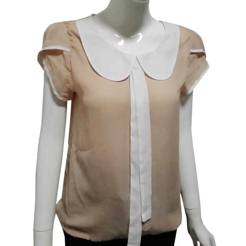 Bow Women shirt chiffon blouses plus size elegant body peter pan collar blouse blue blouse WC040
