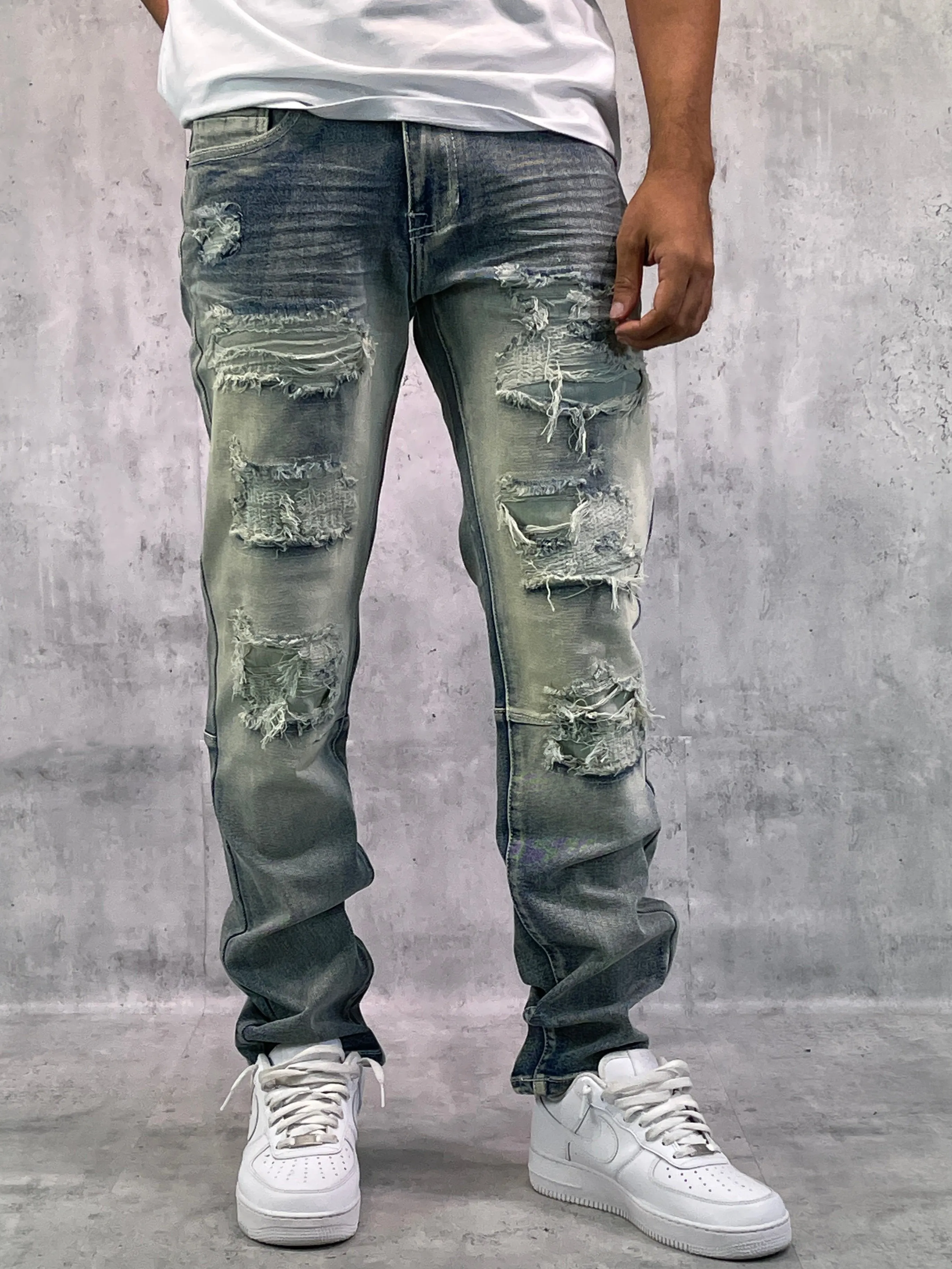 BT-BTP23087-Rip & Repair Slim Fit Denim Pants