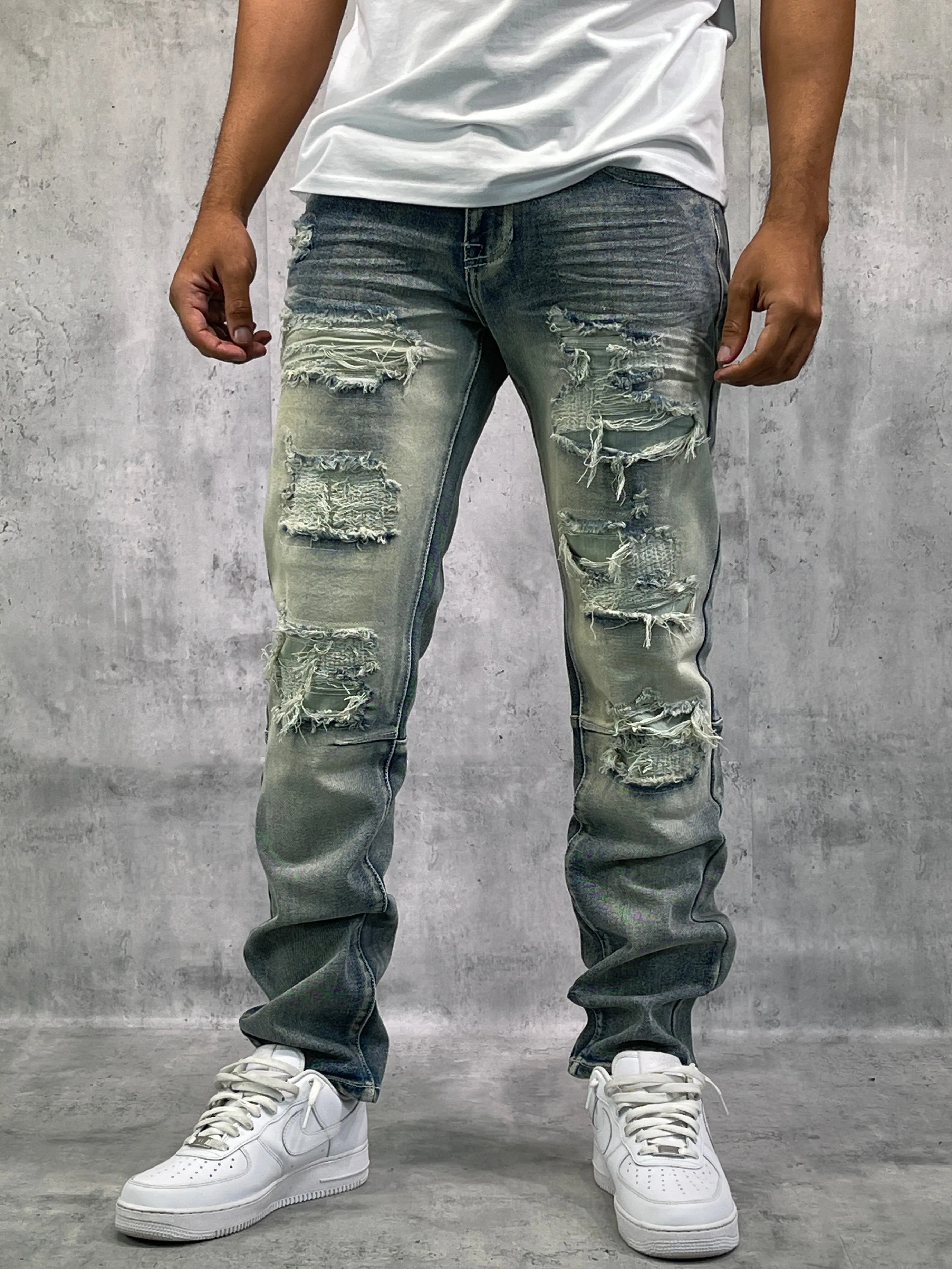 BT-BTP23087-Rip & Repair Slim Fit Denim Pants