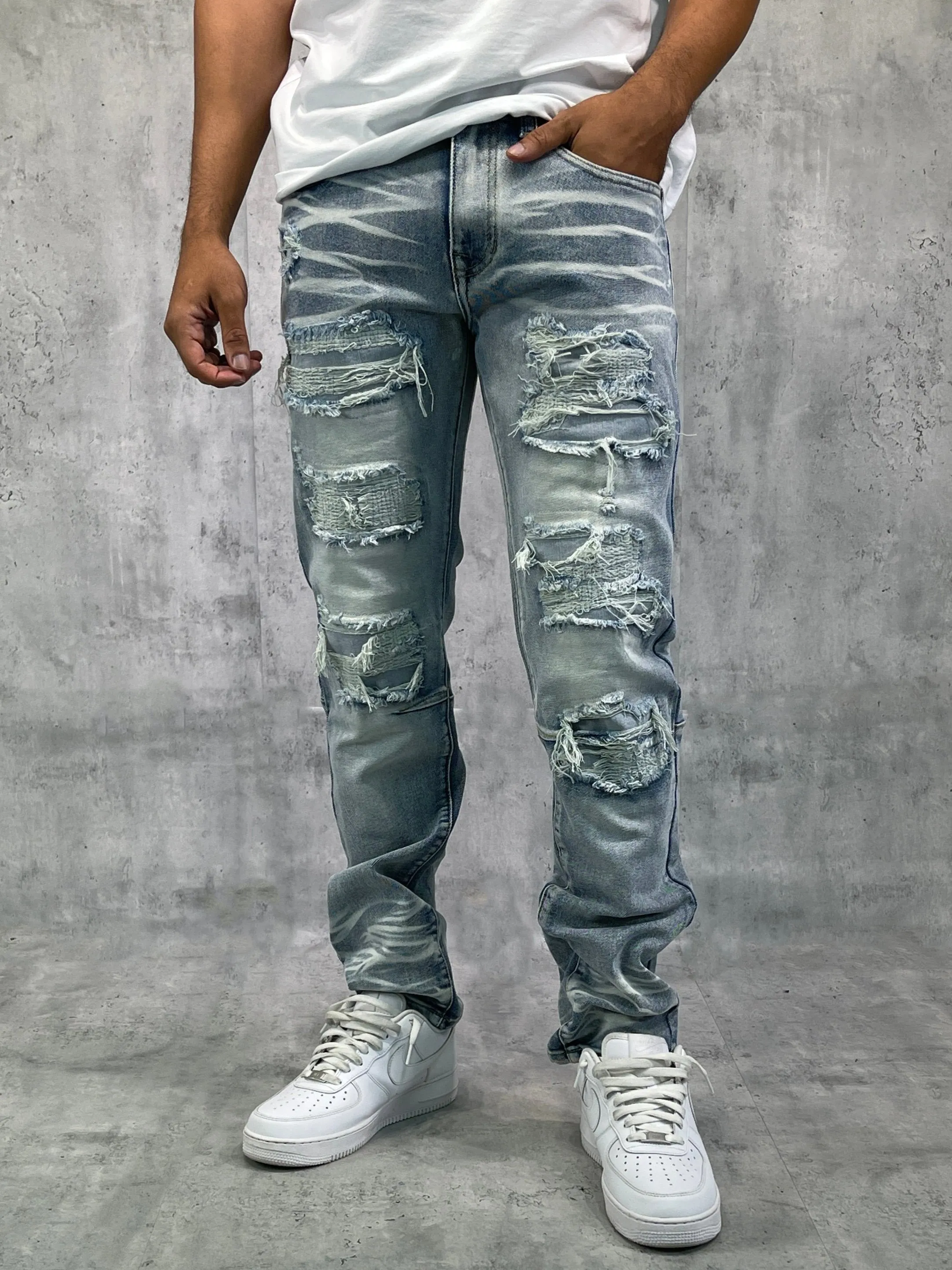 BT-BTP23087-Rip & Repair Slim Fit Denim Pants