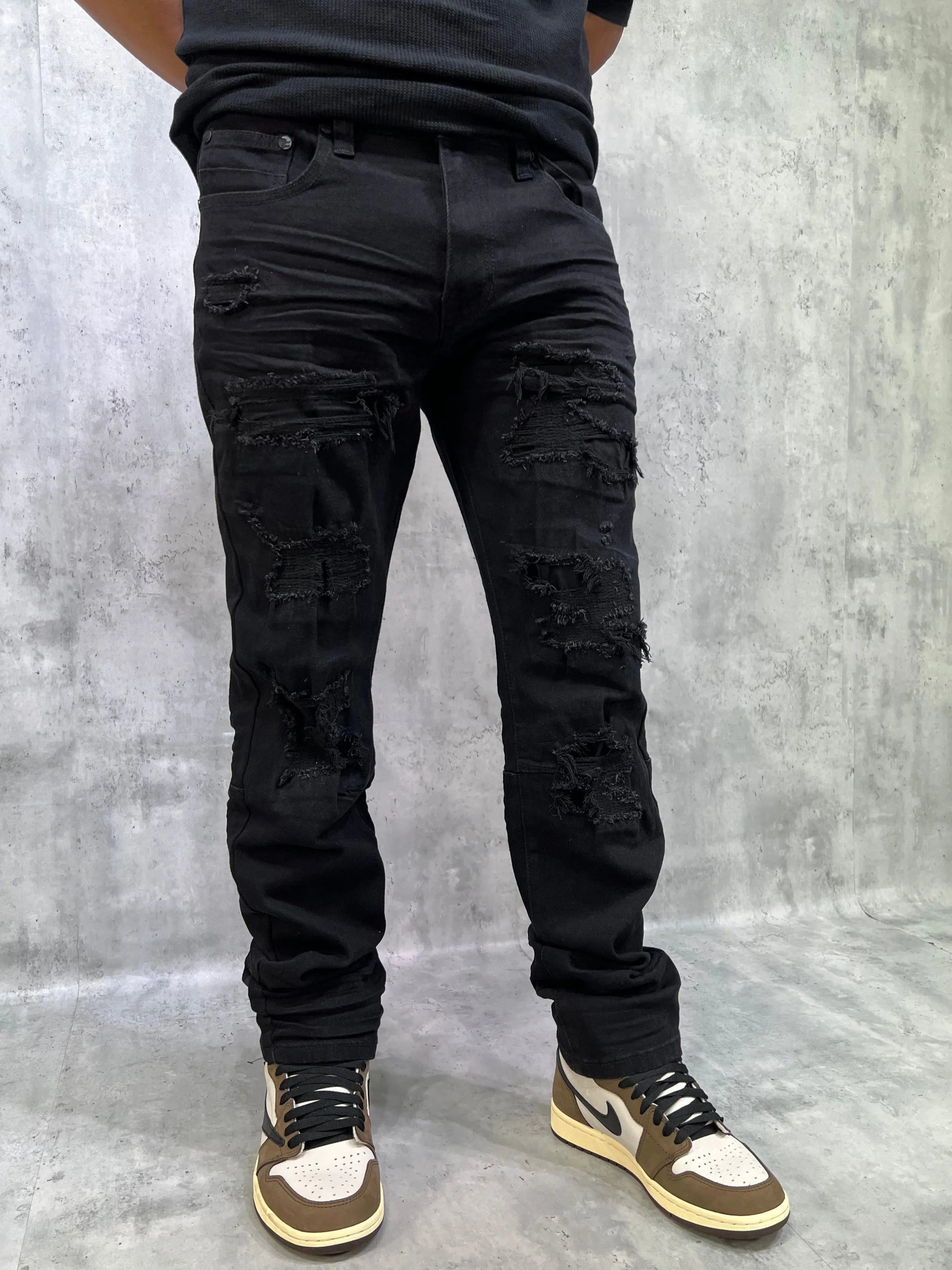 BT-BTP23087-Rip & Repair Slim Fit Denim Pants