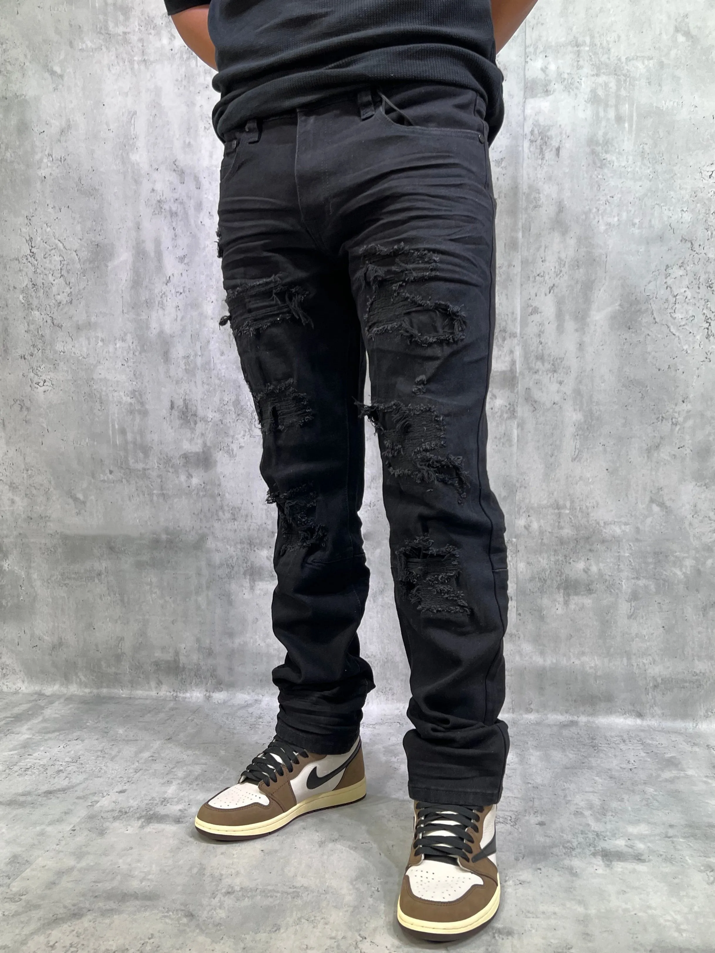 BT-BTP23087-Rip & Repair Slim Fit Denim Pants