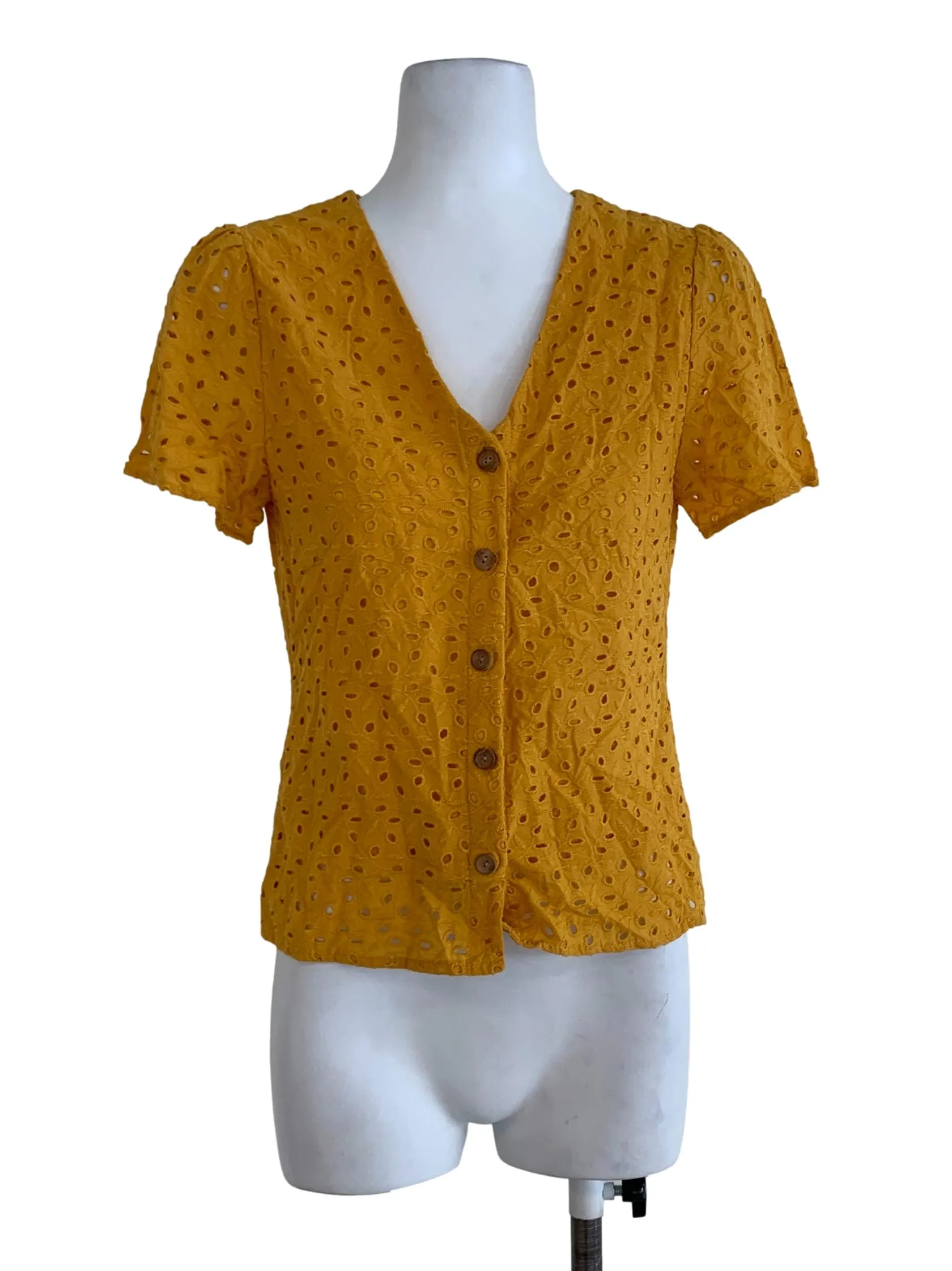 Butterscotch Yellow Eyelet Lace Blouse