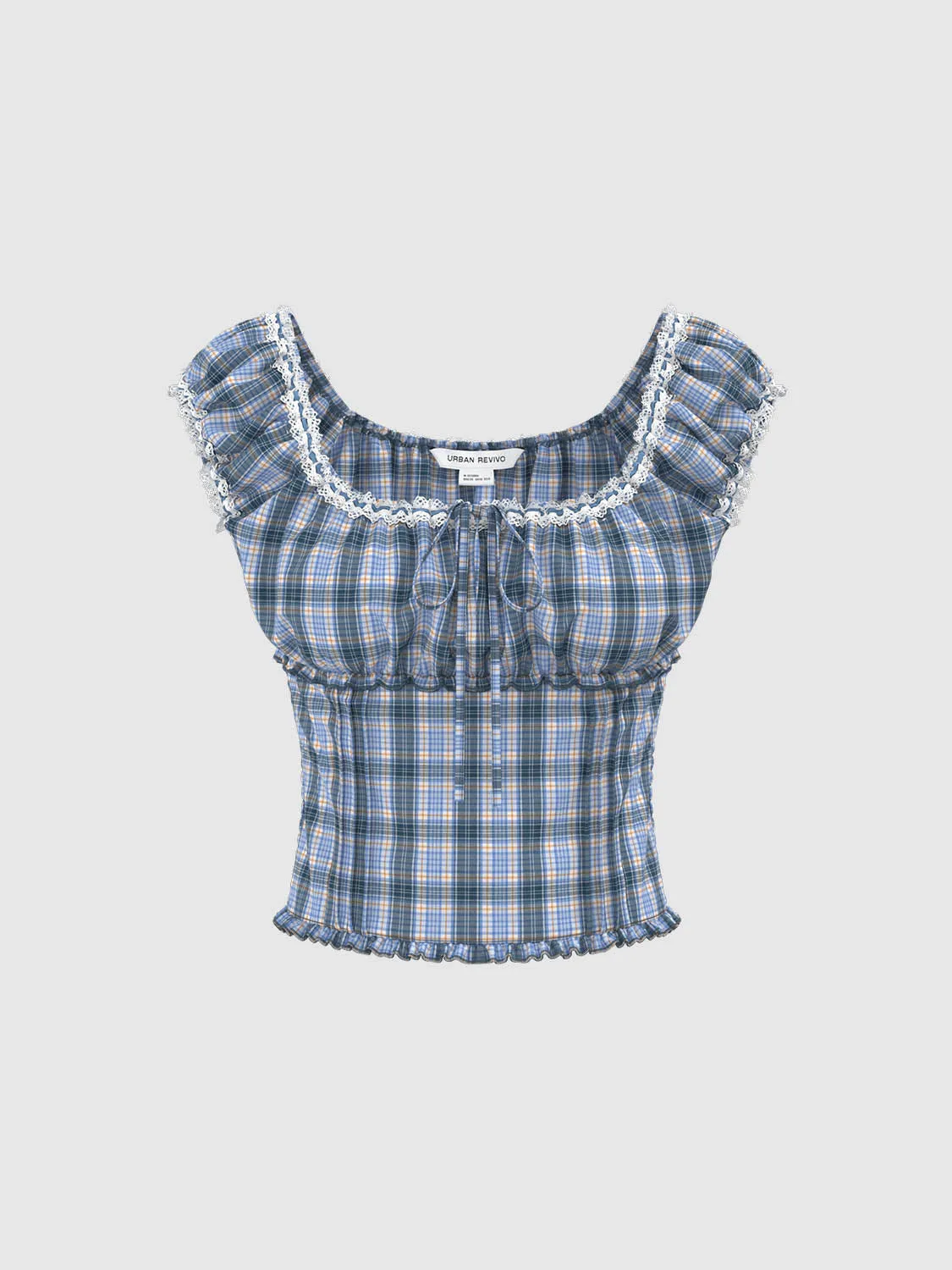 Checkered Shirred Blouses