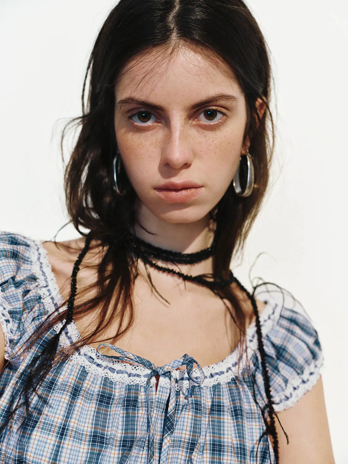 Checkered Shirred Blouses