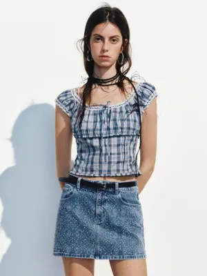 Checkered Shirred Blouses