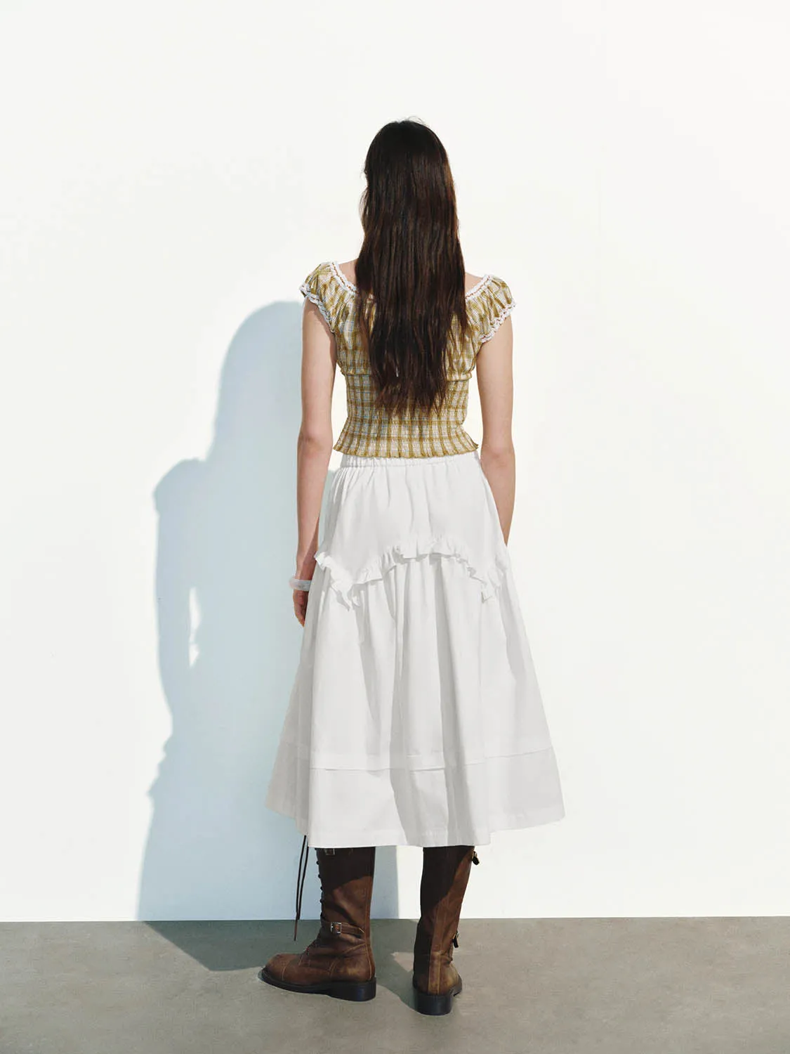 Checkered Shirred Blouses