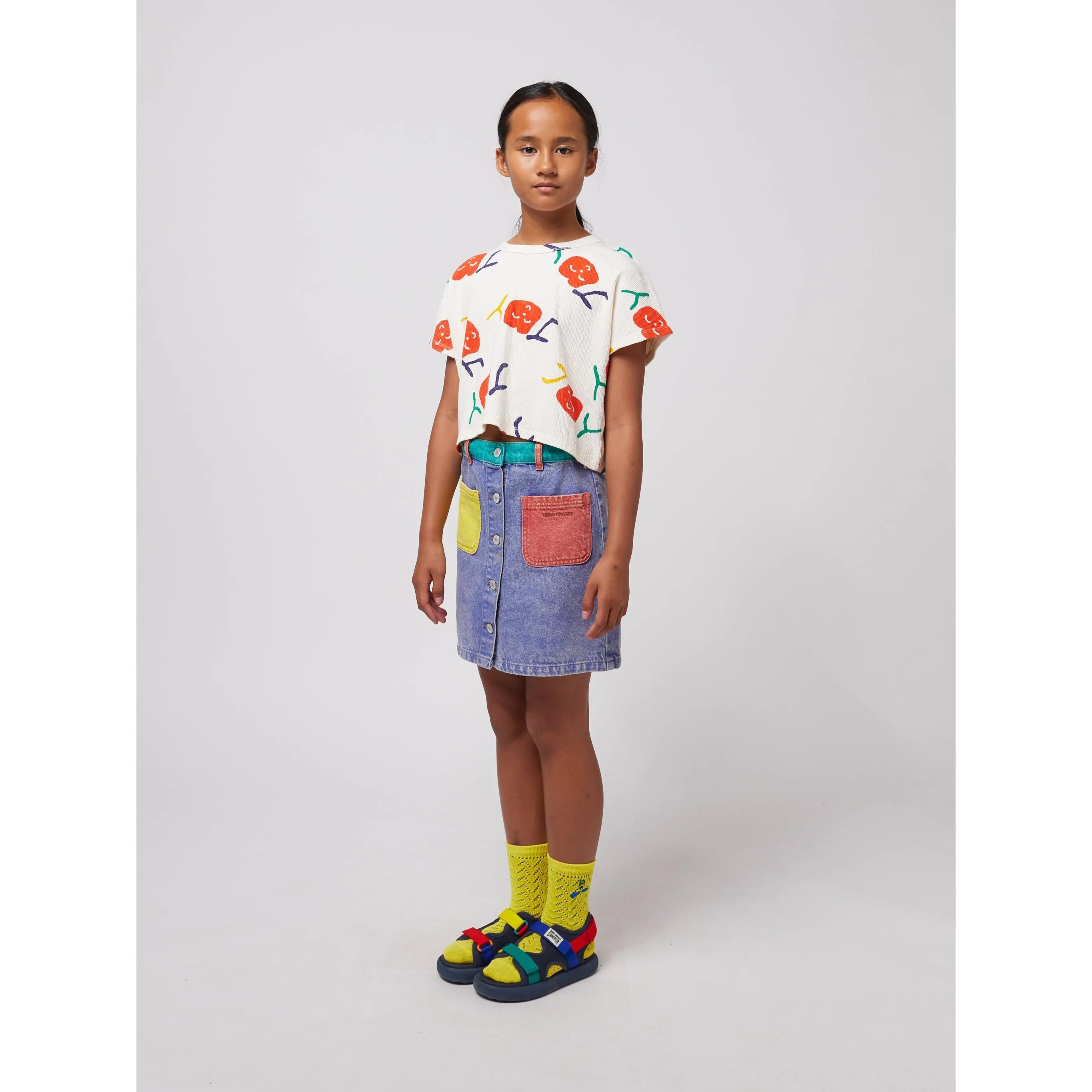Color Block Denim Skirt