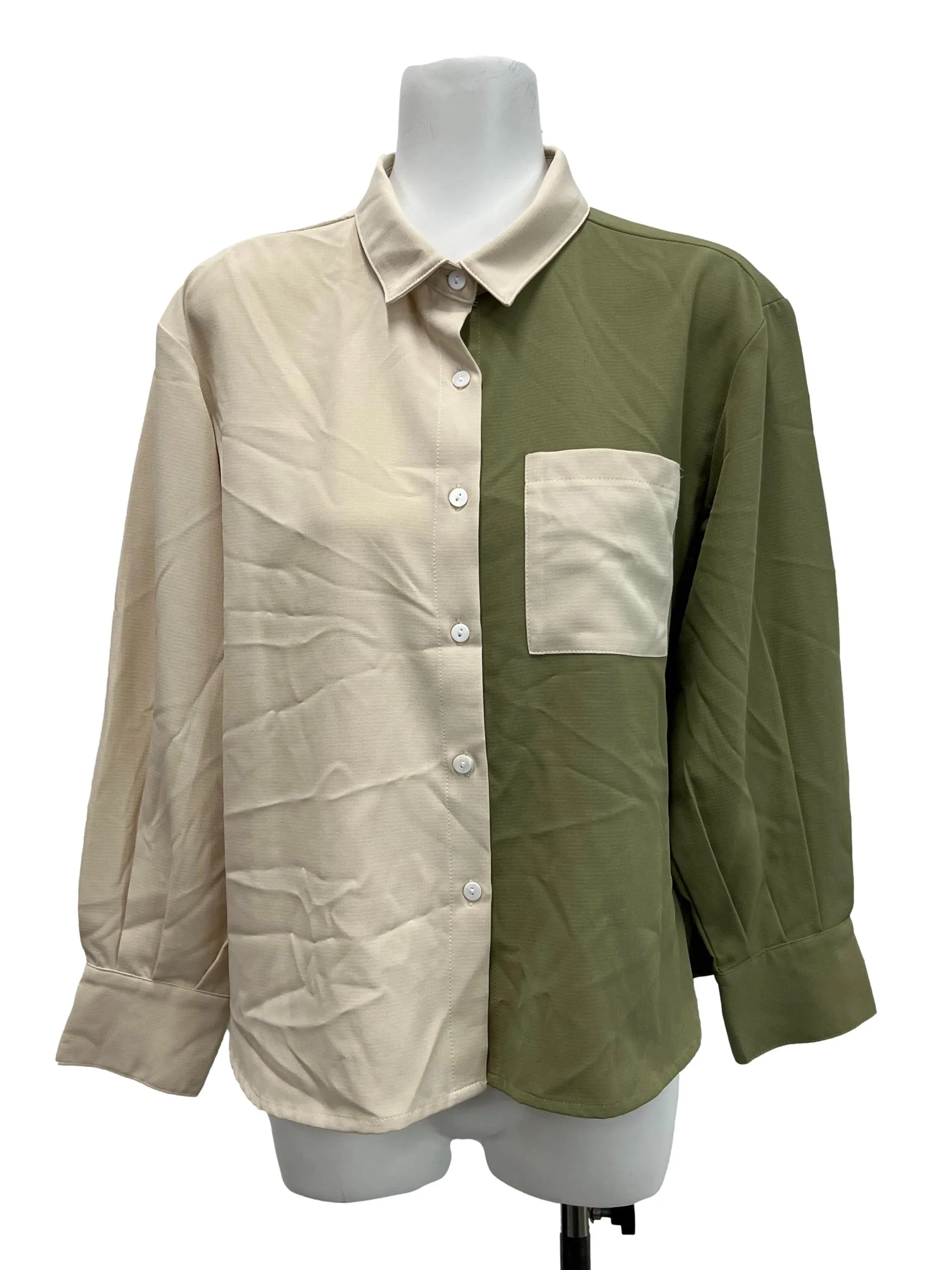 Cream Sage Collared Top