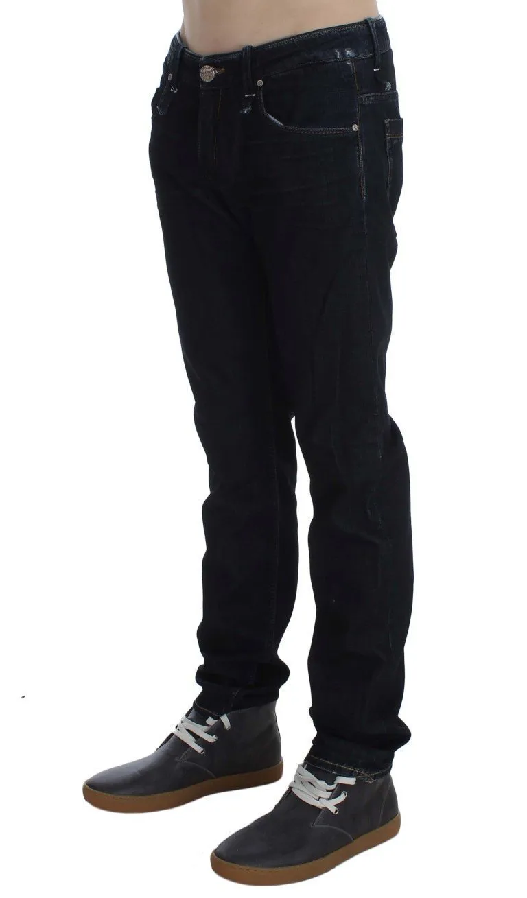 Dark Blue Cotton Slim Skinny Fit Jeans