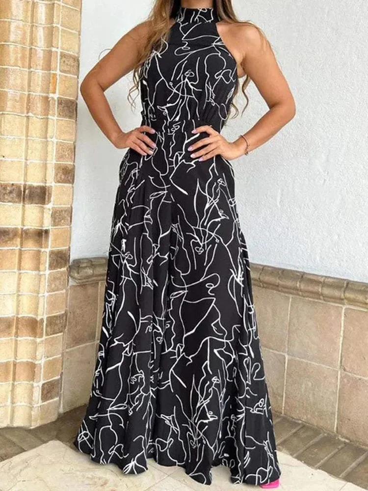 Elegant sleeveless wide leg one piece jumpsuit
