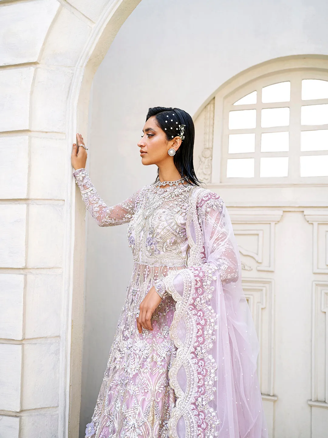 Embellished Pakistani Bridal Gown and Dupatta Dress