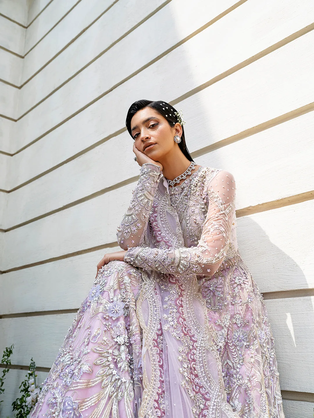 Embellished Pakistani Bridal Gown and Dupatta Dress