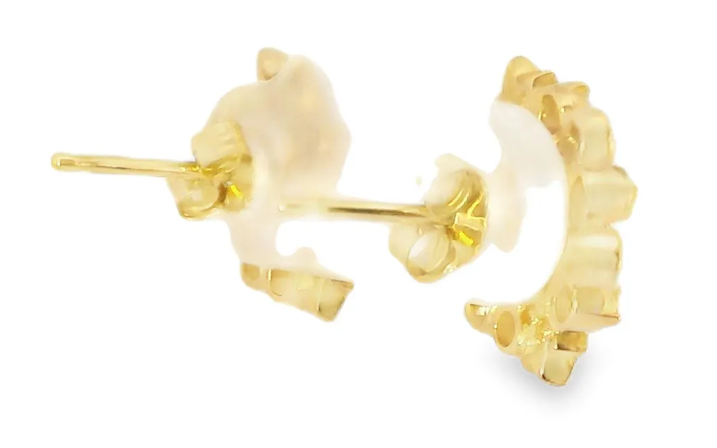 Gorgeous Estate 22K 24K Yellow Gold Snowflake Diamond Stud Earrings Studs