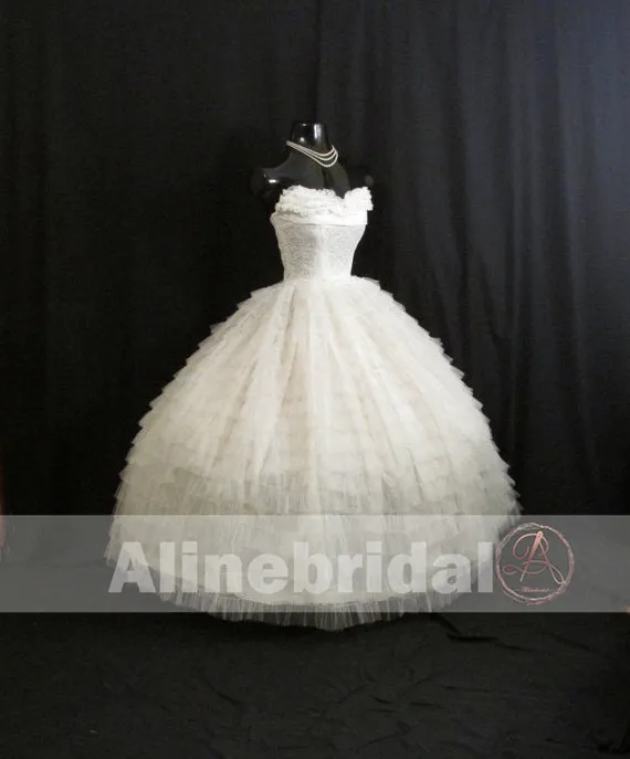 Gorgeous Ivory Lace Pleating Tulle Sweetheart Strapless Homecoming Dresses, HD0005