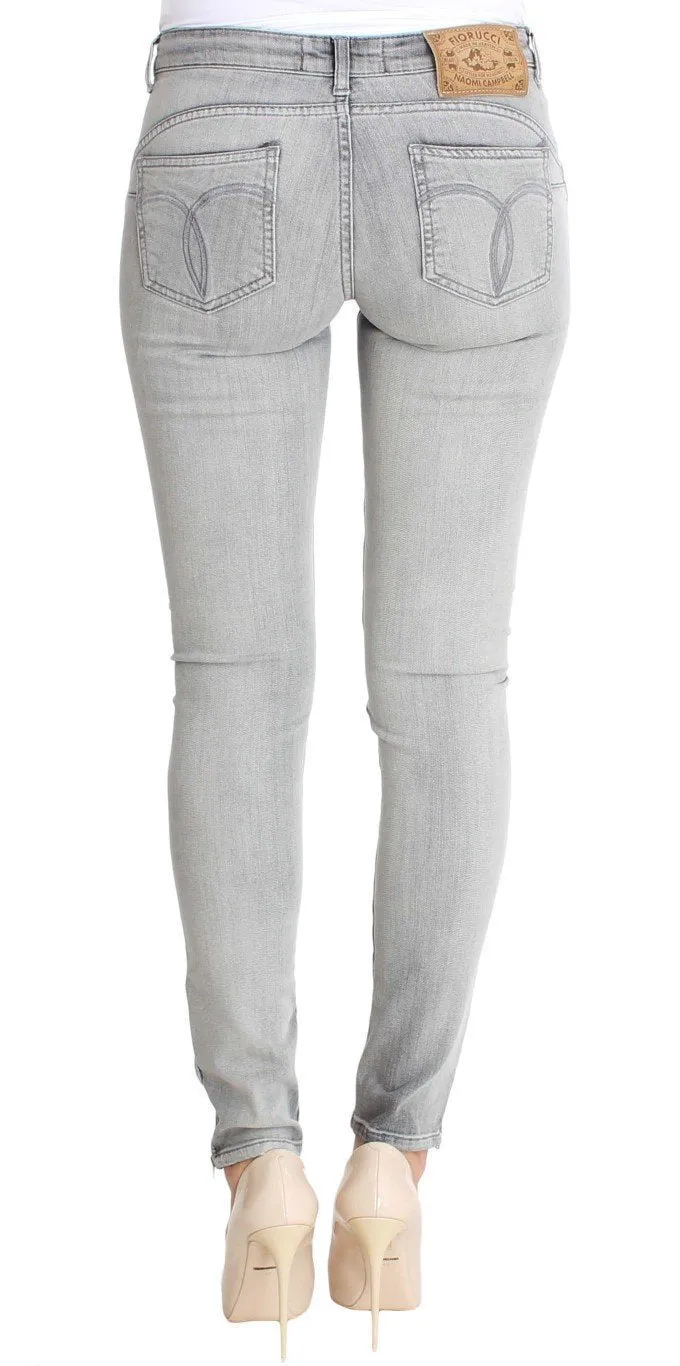 Gray Wash Cotton Denim Stretch Slim Fit Jeans