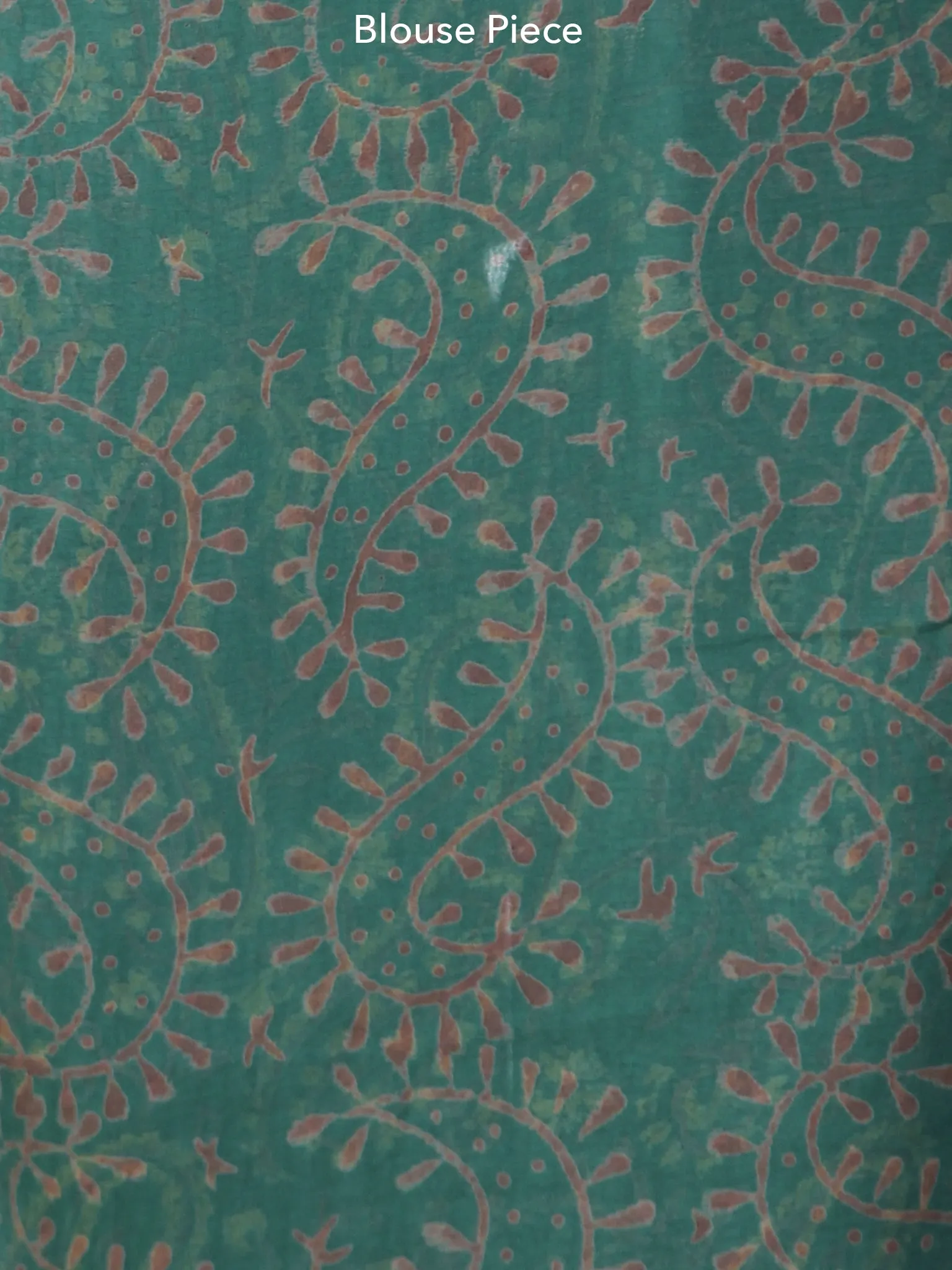 Green Rust Yellow Hand Block Printed Chiffon Saree with Zari Border - S031703940