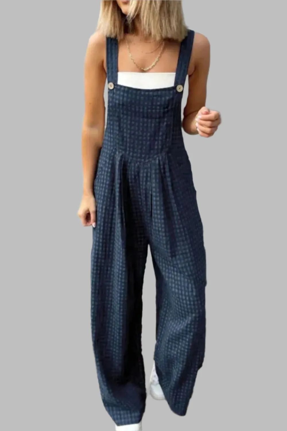 GYPSY - Plaid Wide Strap Wide Leg Overalls