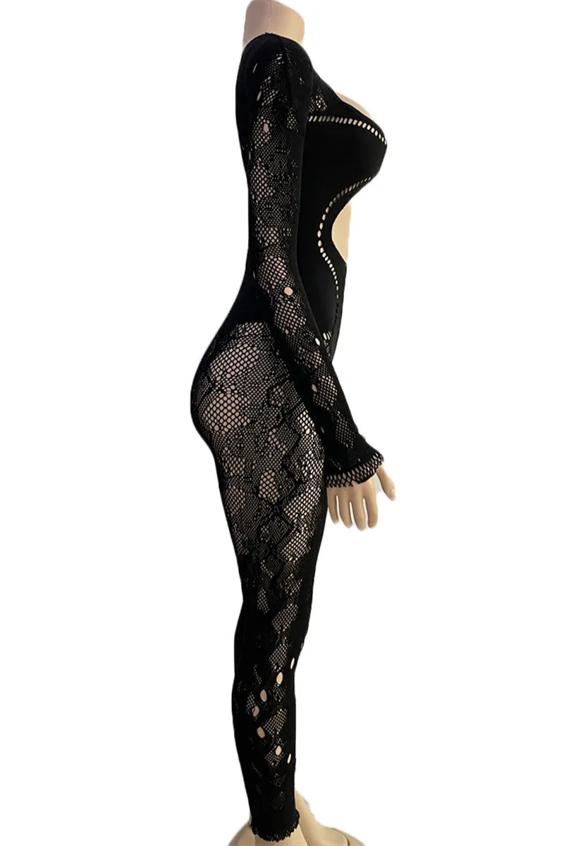 JI801 Lace Mesh Sexy Jumpsuits