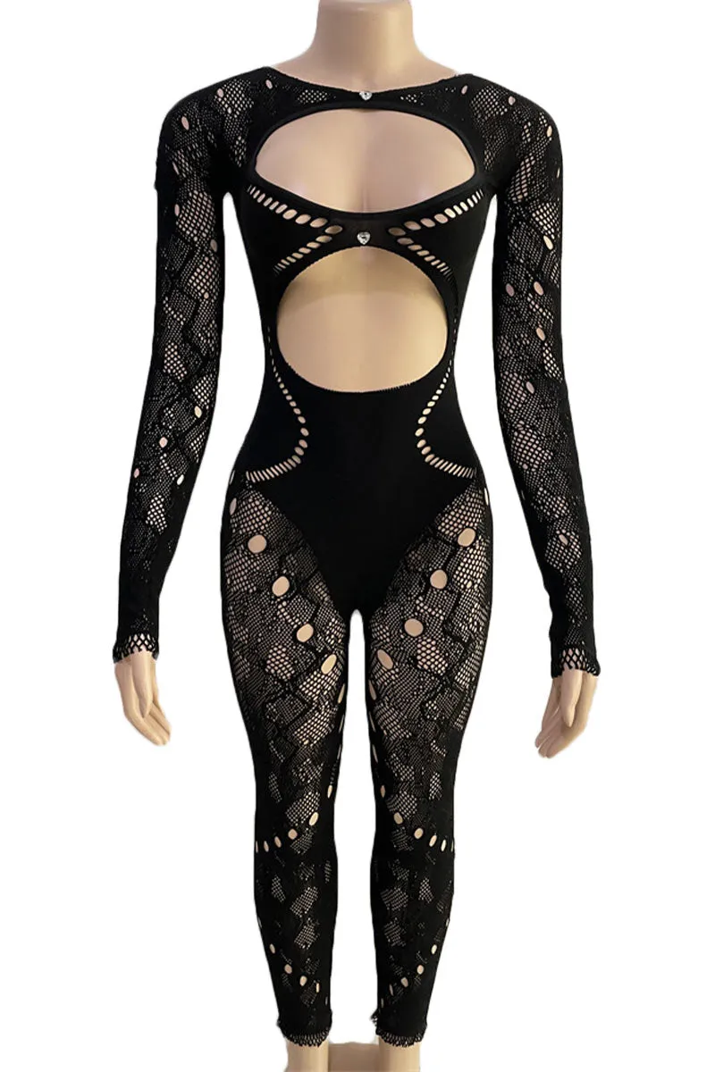 JI801 Lace Mesh Sexy Jumpsuits