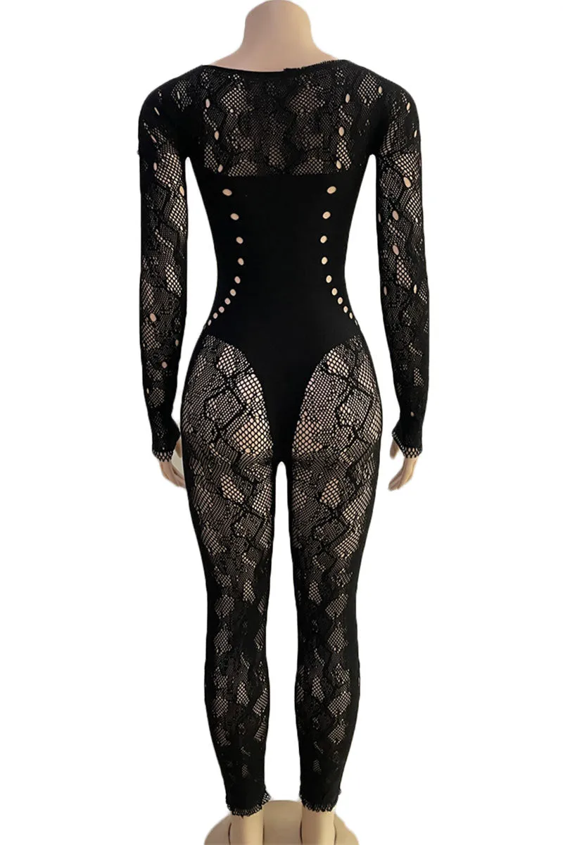 JI801 Lace Mesh Sexy Jumpsuits