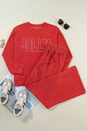'Jolly' Ribbed Pullover and Pants Set