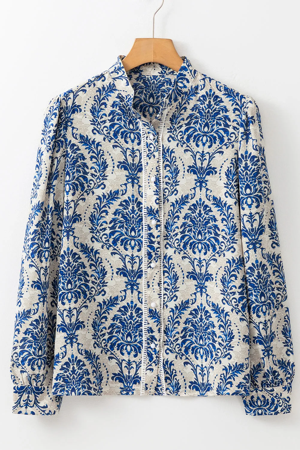 KaleaBoutique Bohemian Printed Bishop Sleeve Lace Shirt