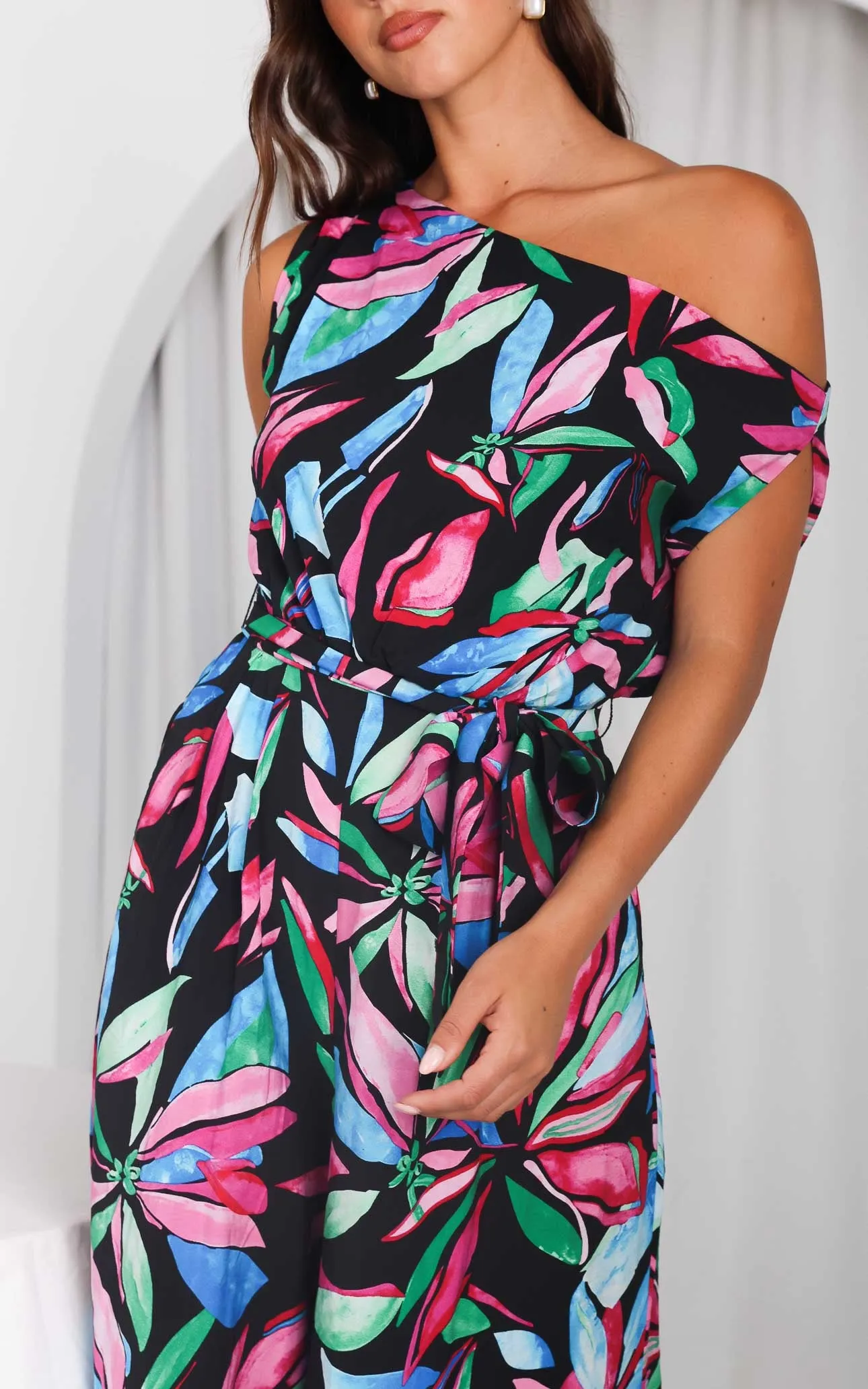 Kendrix Wide Leg Jumpsuit - Black Multi Print