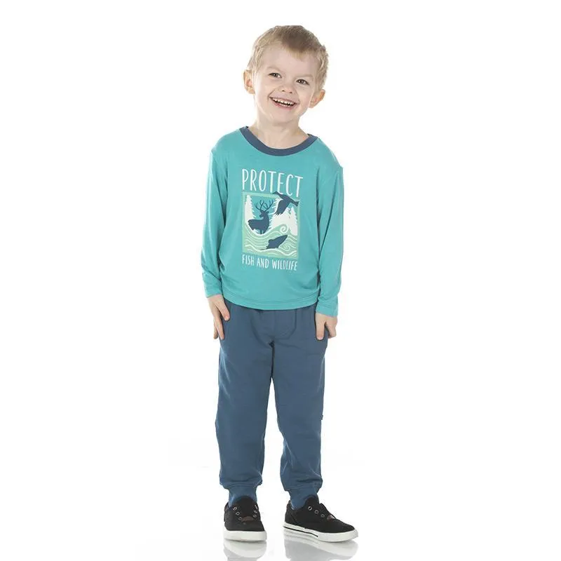 KicKee Pants L/S Graphic Easy Fit Crew Neck Tee - Neptune Protect Fish and Wildlife