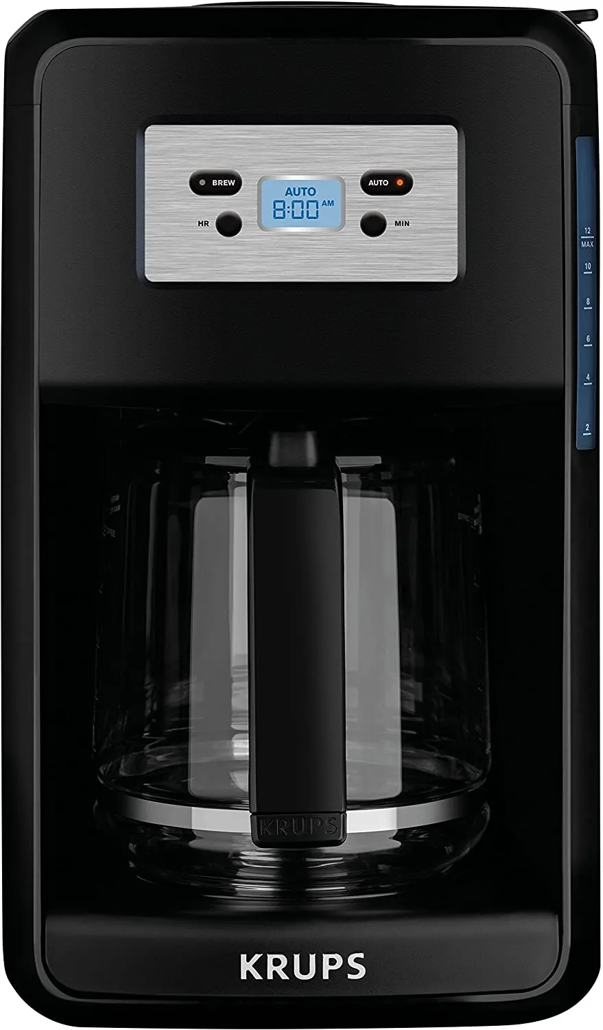 KRUPS EC3110 12-Cup Glass Carafe Programmable Coffee Maker, Black! Item shows Light Use, Tested, Includes Box, Manual & 14 Day Guarantee!