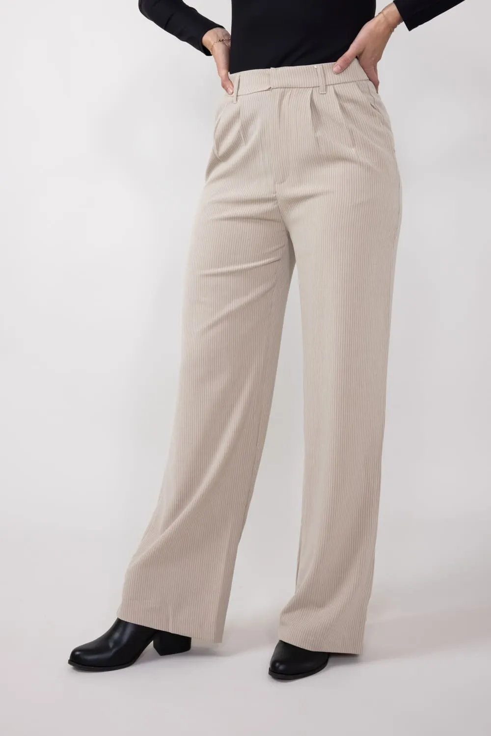 Love Tree Striped Pants for Women in Beige | 6959PN-BEIGE