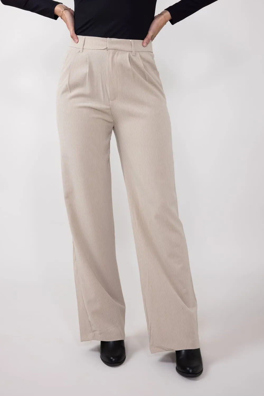 Love Tree Striped Pants for Women in Beige | 6959PN-BEIGE