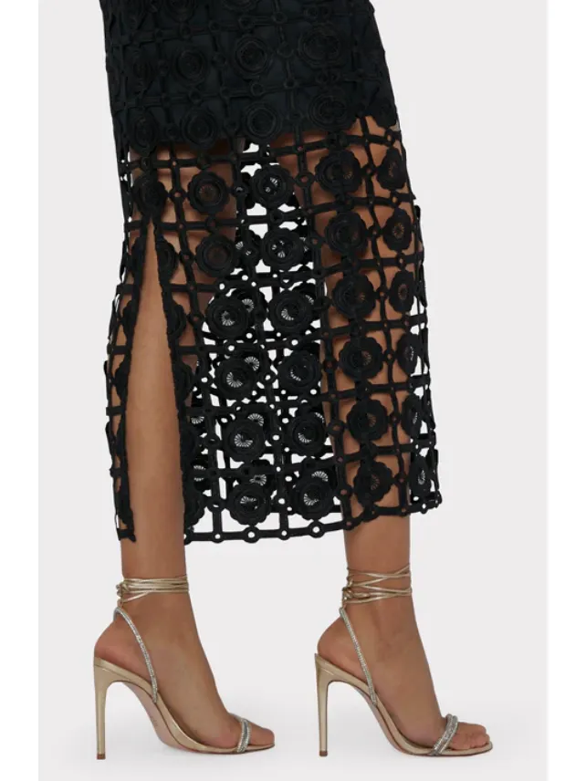 MILLY Kait Tile Lace Dress in Black