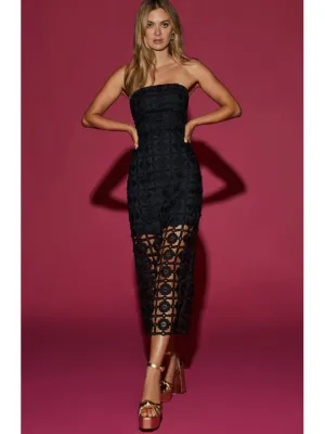 MILLY Kait Tile Lace Dress in Black