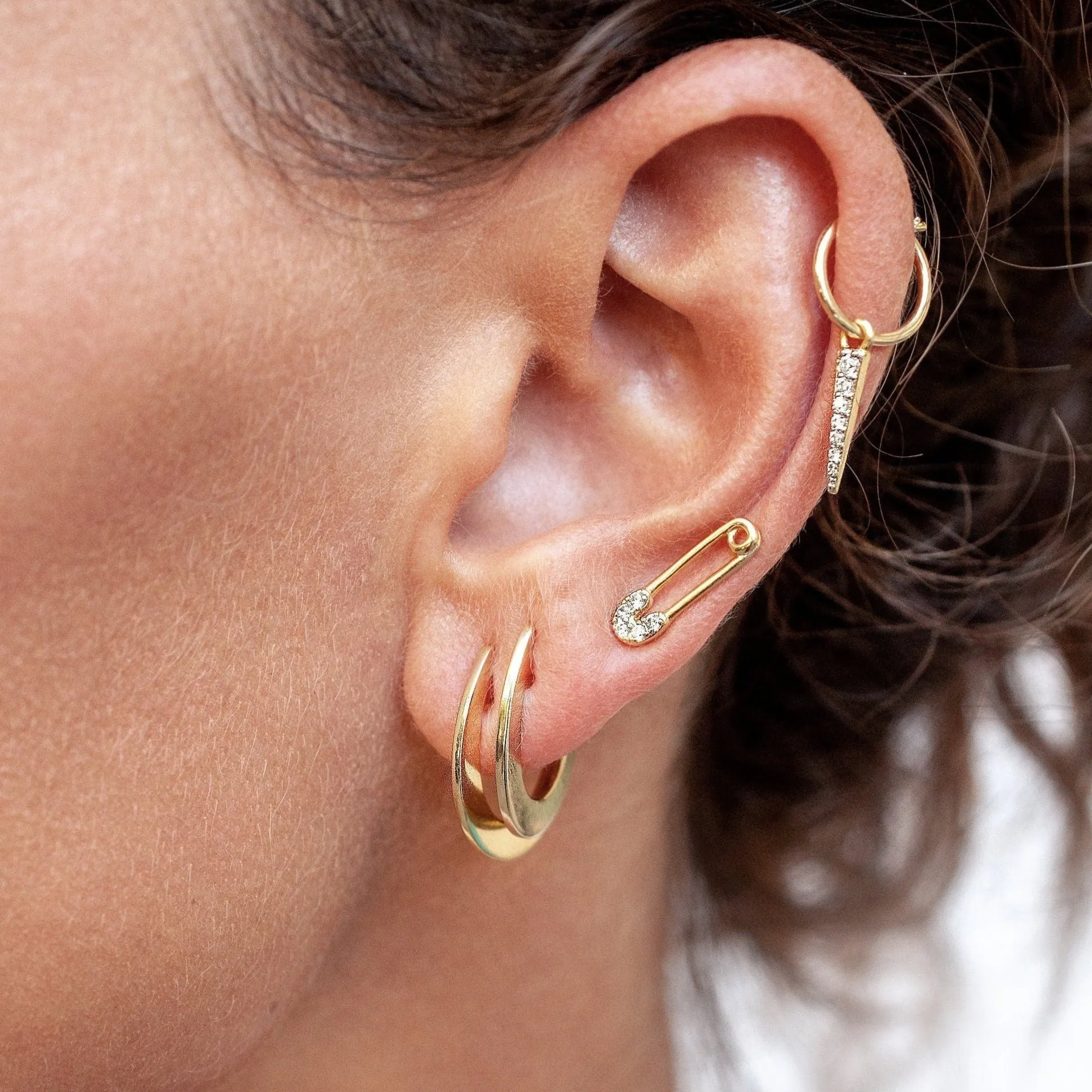 Mini Crescent Flat Hoop Earrings