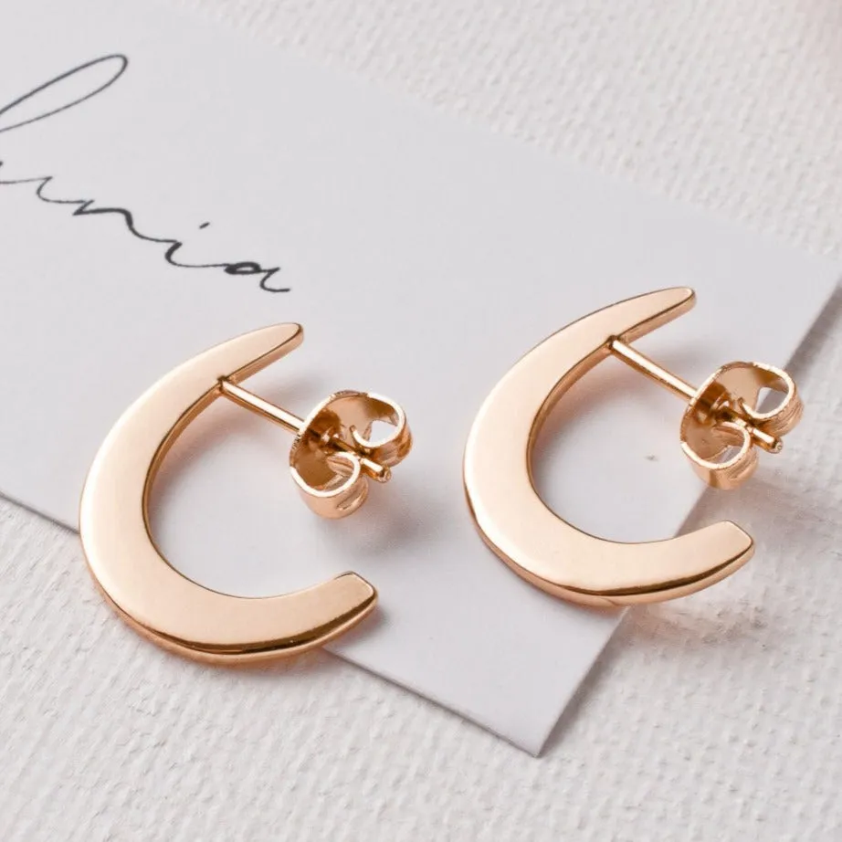 Mini Crescent Flat Hoop Earrings