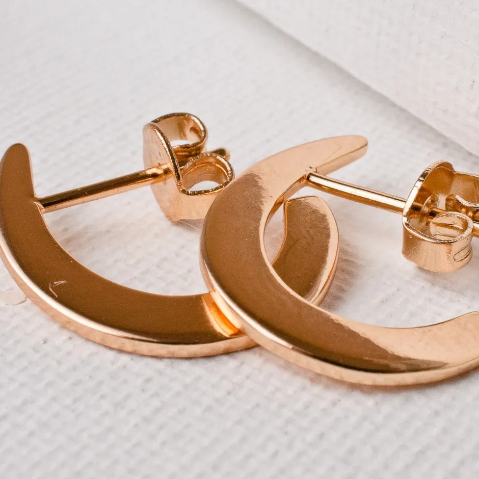 Mini Crescent Flat Hoop Earrings