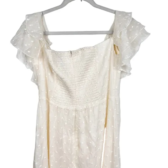 Modcloth NEW Southern Belles Ringing Maxi Dress Ivory Polka Dot Large White