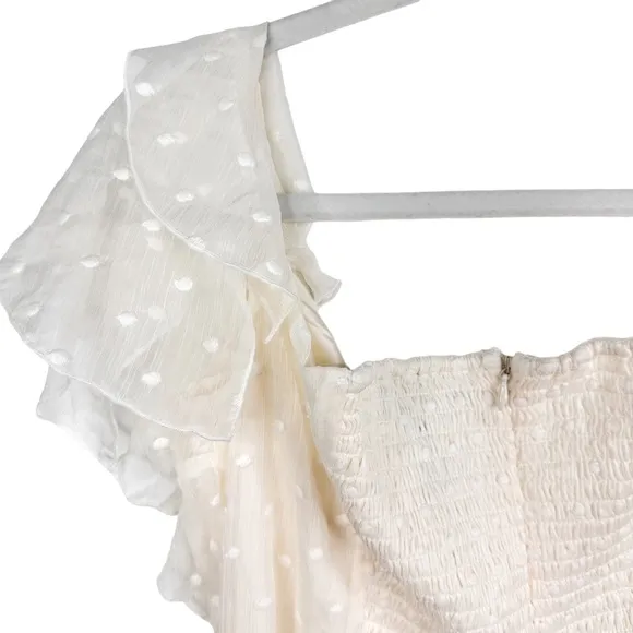 Modcloth NEW Southern Belles Ringing Maxi Dress Ivory Polka Dot Large White