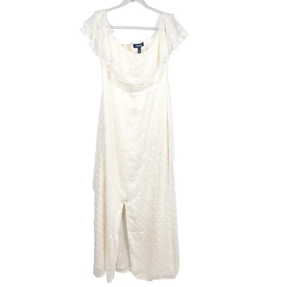 Modcloth NEW Southern Belles Ringing Maxi Dress Ivory Polka Dot Large White
