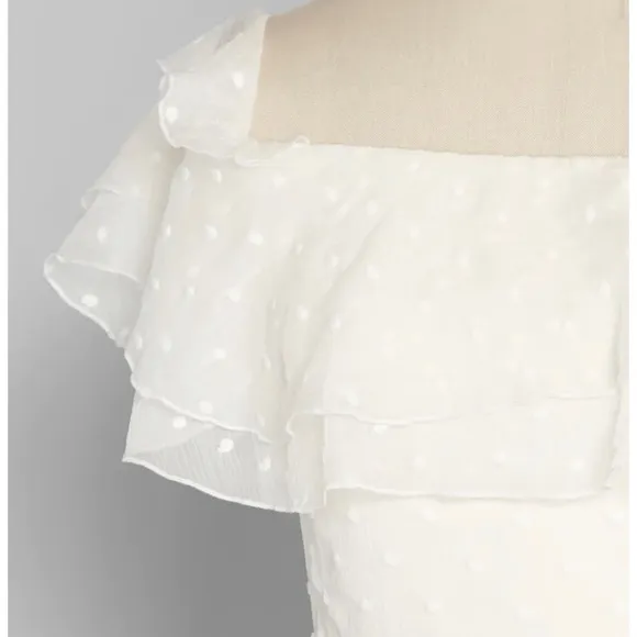Modcloth NEW Southern Belles Ringing Maxi Dress Ivory Polka Dot Large White