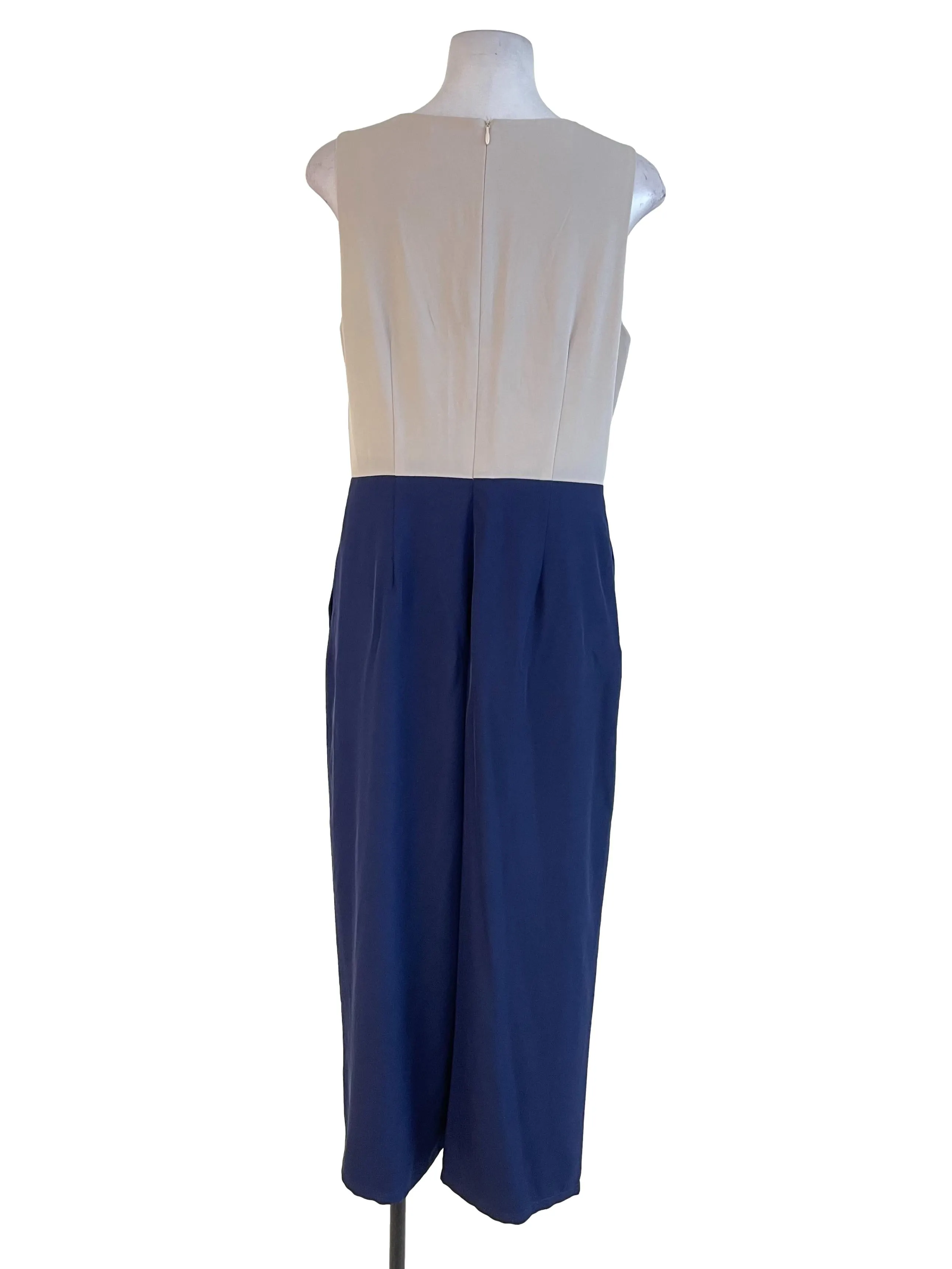 Navy Blue Contrast Sleeveless Jumpsuit