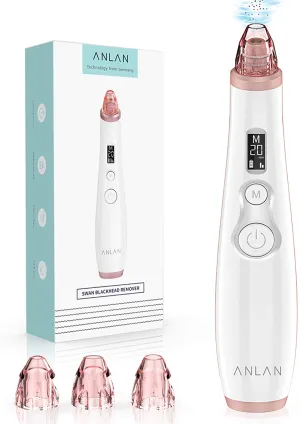 New ANLAN Swan Blackhead Vacuum Facial Pore Cleanser With Timing Function 3 Suction Levels 3 Replaceable Heads Rechargeable